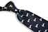 navy tie with leaping rabbit design